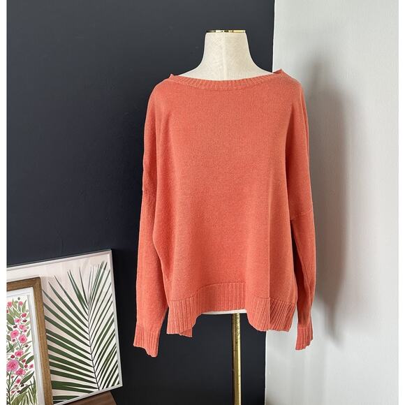 EILEEN FISHER Organic Linen Sweater Light Boxy Cut Boat Neck - Picture 1 of 7